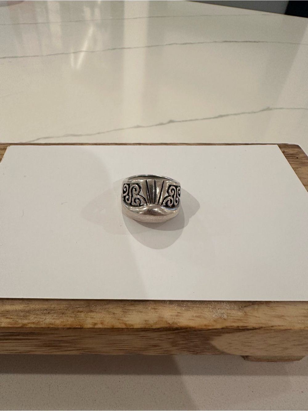 Men’s Sterling Silver Patterned Signet Ring size 7